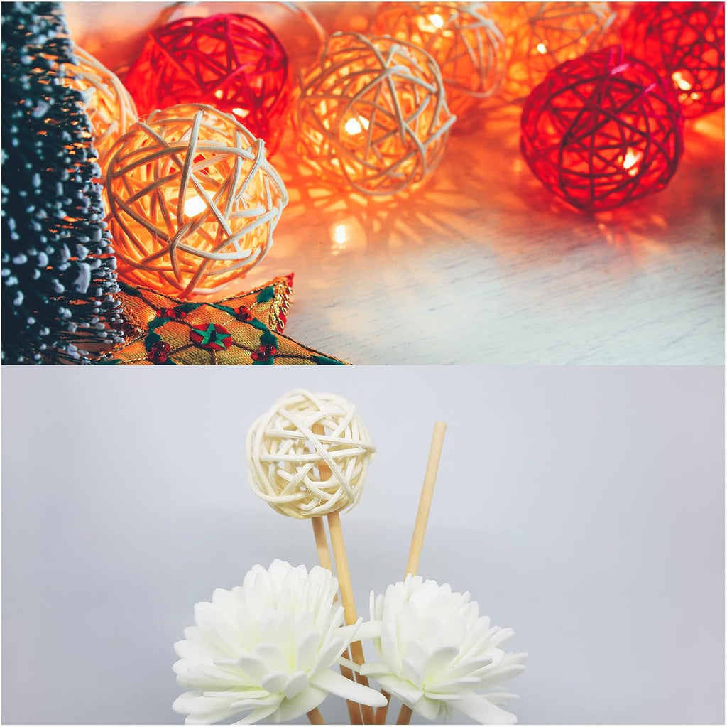 Wicker Rattan Balls 3.2 Inch Rattan Decorative Balls Vase Fillers for Wedding Party Centerpiece Bowls Home - Set of 6