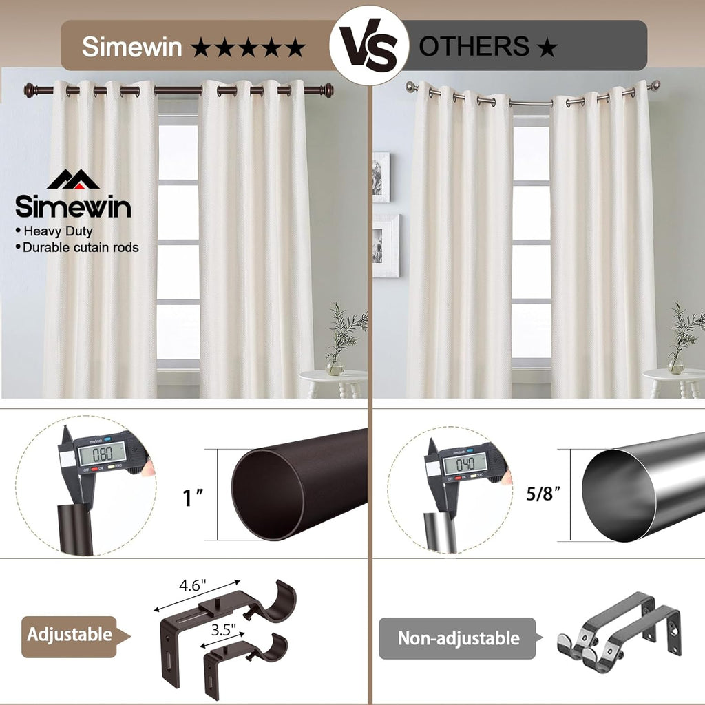 Heavy Duty Curtain Rods for Windows 28 to 48 Inches, Bronze Curtain Rods with Classic Finials