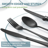 Black Silverware Set, 49-Piece Flatware Set with Drawer Organizer, Durable Stainless Steel Cutlery Set for 8