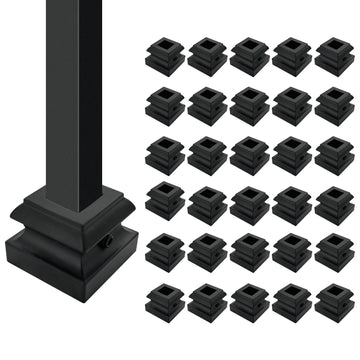 30Pcs 1/2 Inch Wrought Iron Baluster Shoes Flat Design, Satin Black