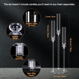 6 Set 3 Arms Acrylic Candelabra Centerpieces,30.7" Clear Candlesticks Holder with Acrylic Shade for Valentine's Day