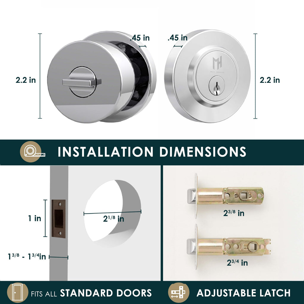 Buena Entry Door Knob & Deadbolt Chrome (1-Pack) - Keyed Combo