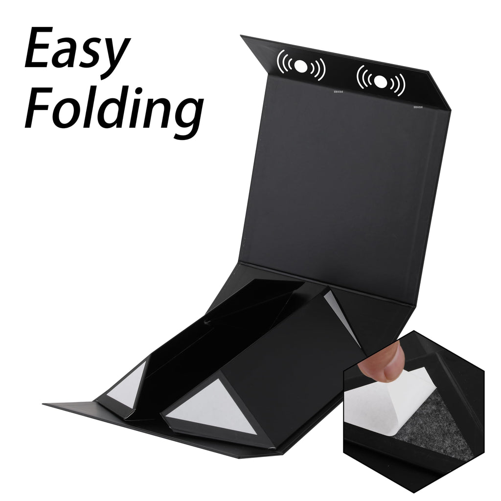 10 Pack Black Gift Boxes with Lids, 12 x 8 x 4.5 Inch Boxes with Ribbon for Groomsmen gifts, Magnetic Gift Boxes for