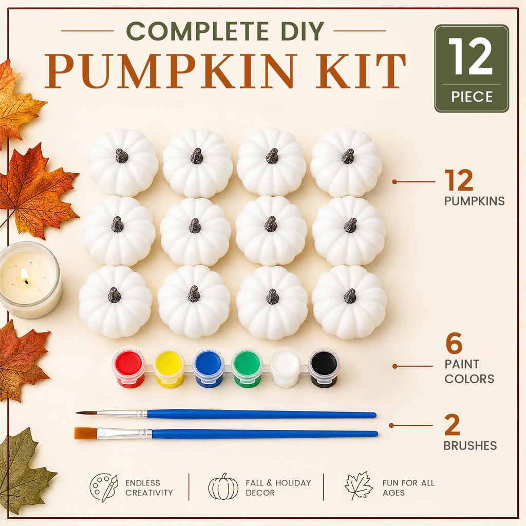 12 PCS Small White Pumpkins for Decor, Fake Pumpkins to Paint
