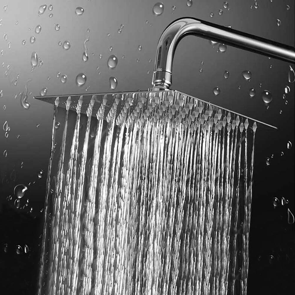 Rain Shower Head, High Flow Stainless Steel Square Rainfall Shower, High Pressure Design, Awesome Shower Experience