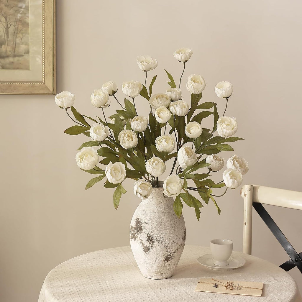 27" Artificial Peony Silk Flower Stems for Vase Decor(Cream) - Set of 6