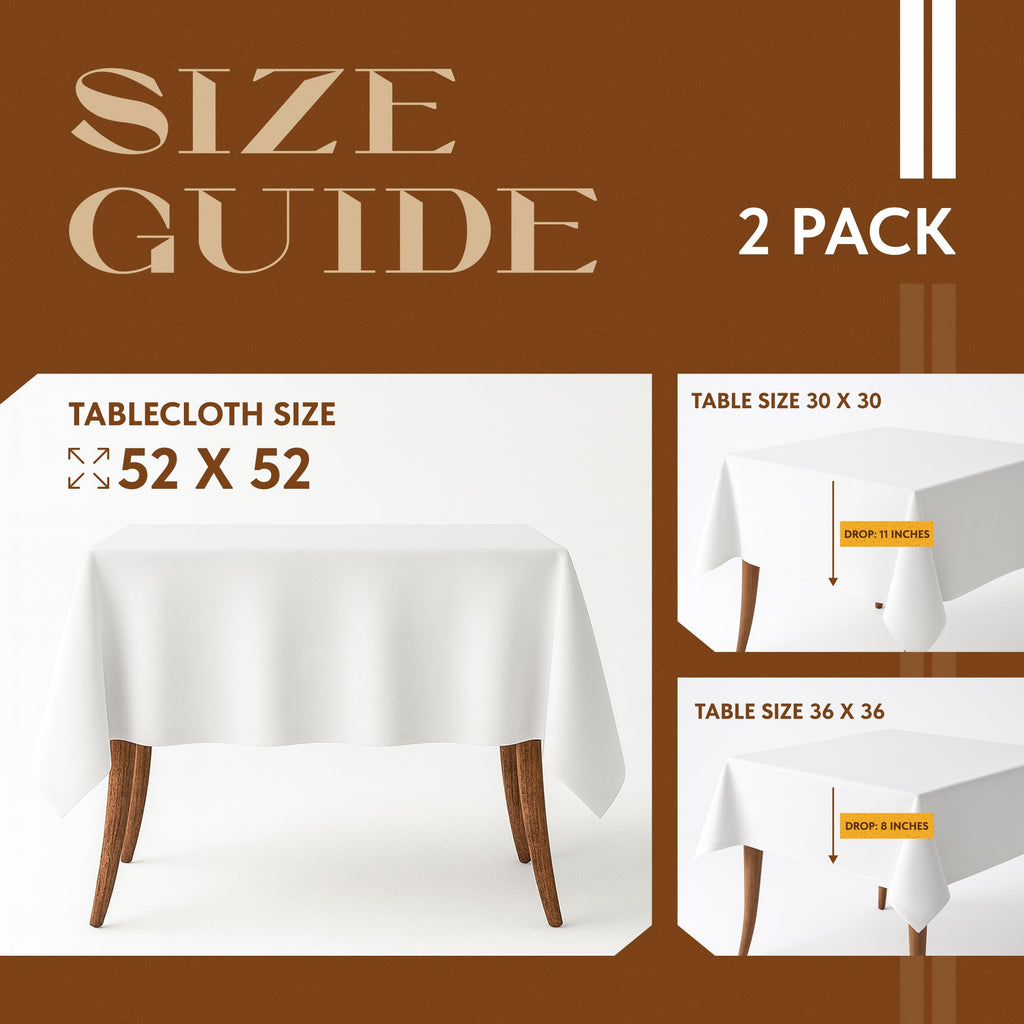 Square Tablecloth 52x52 Inch - Set of 2 Extra Soft Square Tablecloths - Stain and Wrinkle-Resistant, Machine