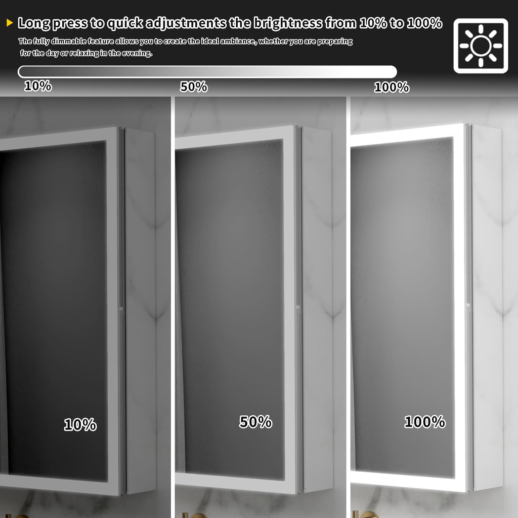 24" W x 30" H LED Lighted Bathroom Medicine Cabinet with Mirror
