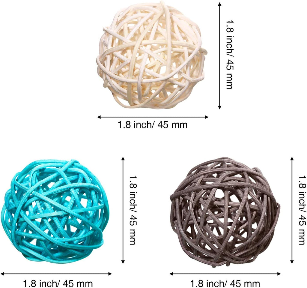 Rattan Balls Vase Filler Teal Decorative Orbs, 1.8" - Set of 15