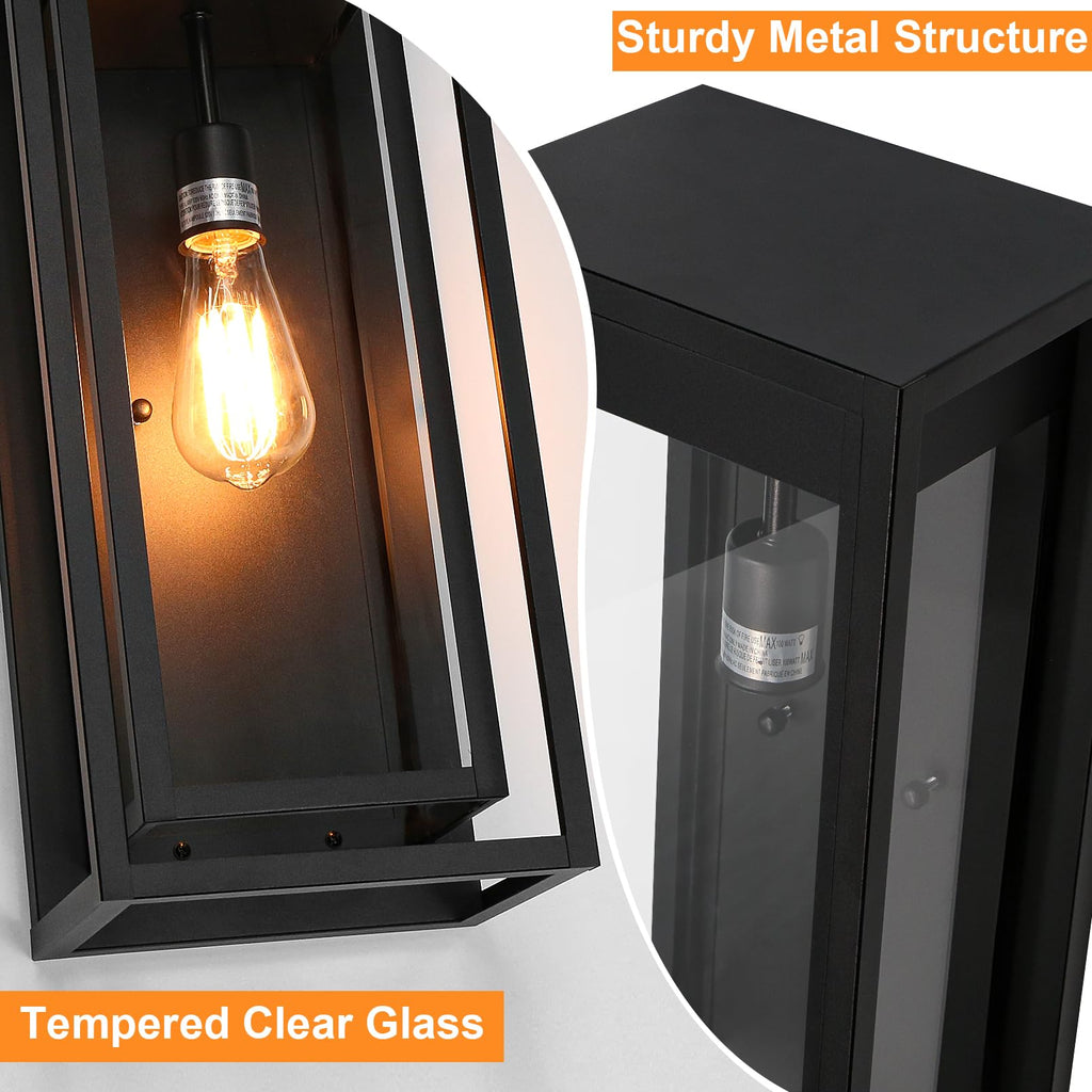 19 Inch Outdoor Wall Light Fixtures, Outside Porch Lights- Black