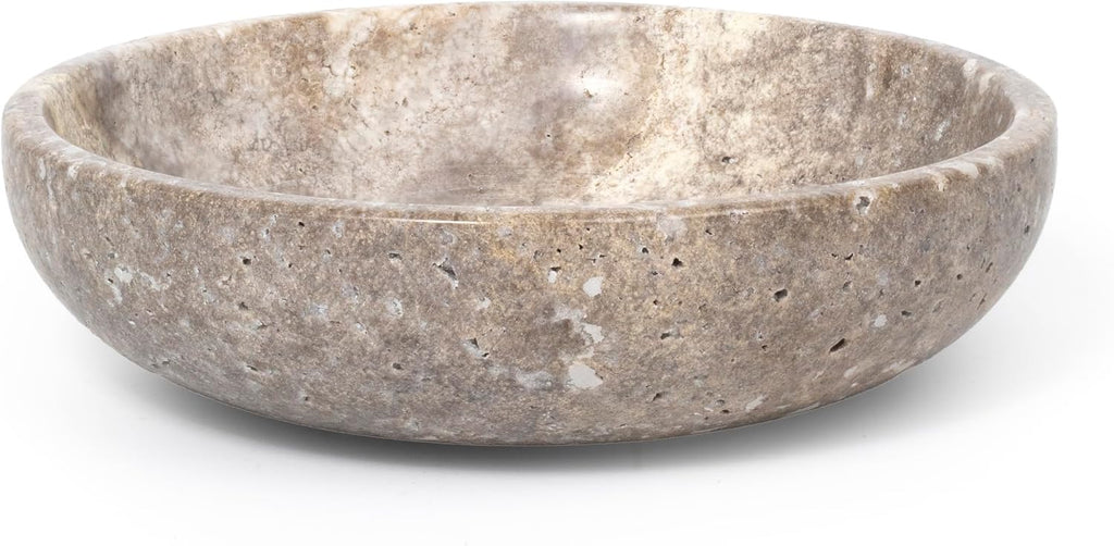 Travertine Decorative Bowls Decor. Key Bowl Table in a Choice of 5 Colors (Silver-Gray, Small)