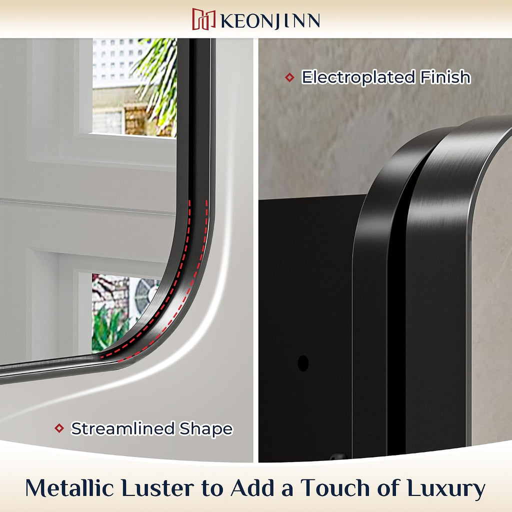 20"x32" Recessed Medicine Cabinet with Mirror, Black Framed | Stepless Adjustable Shelves, Surface Mount/in Wall