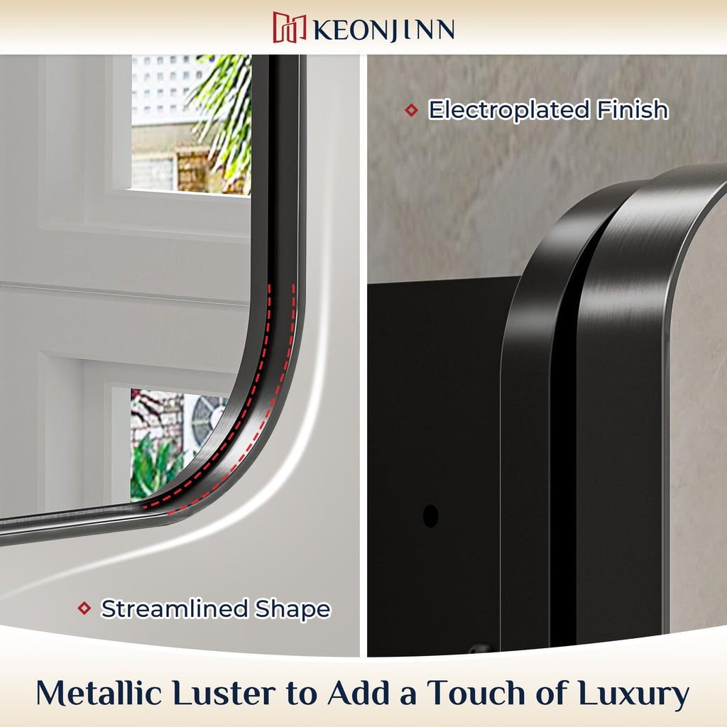 16" x 24" Black Medicine Cabinet Mirror, Stainless Steel Framed