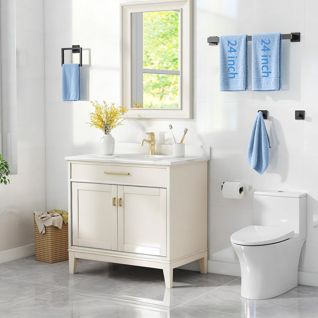 Bathroom Accessories Set Wall Mounted, 10-Piece 24In Matte Black