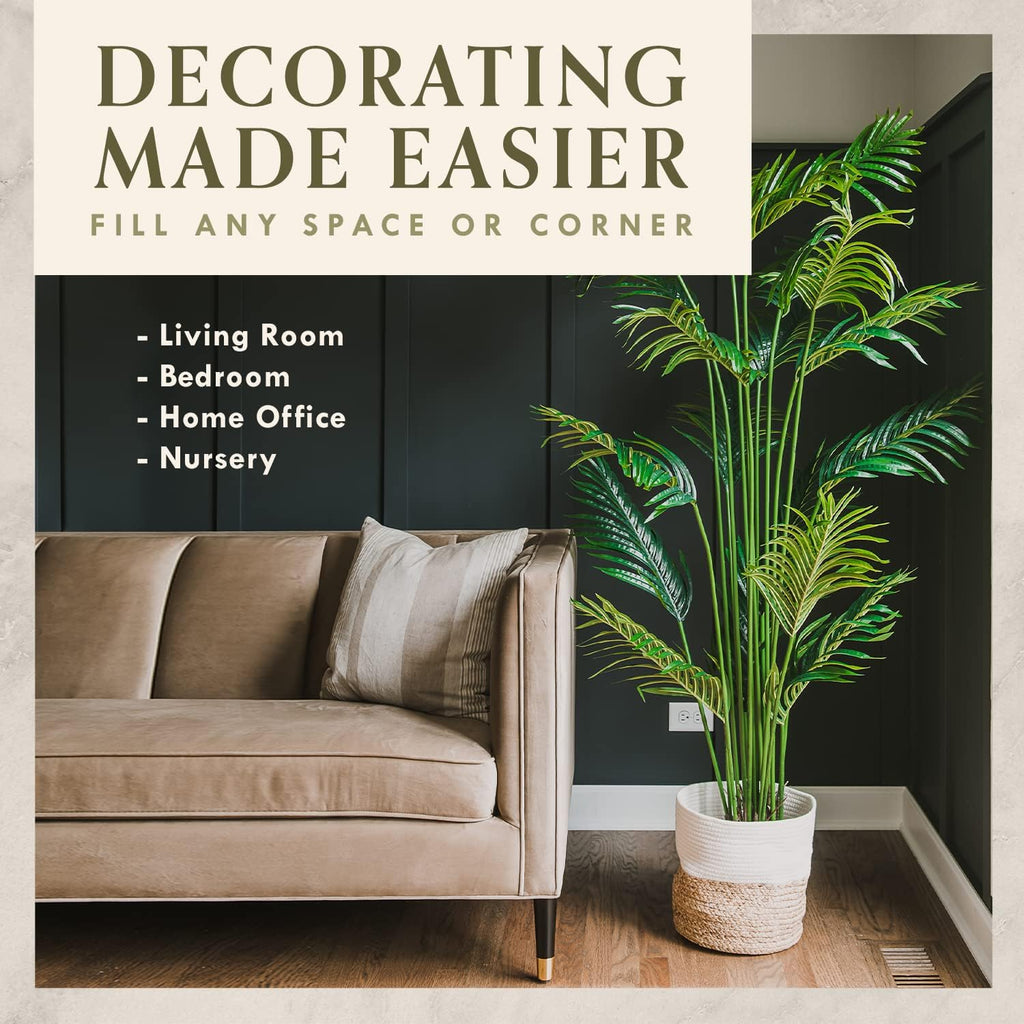 Artificial Palm Tree, Faux Plants Decor Indoor 6 Feet, Fake Plants Tall, Artificial Palm Plant & Large Plants Decor