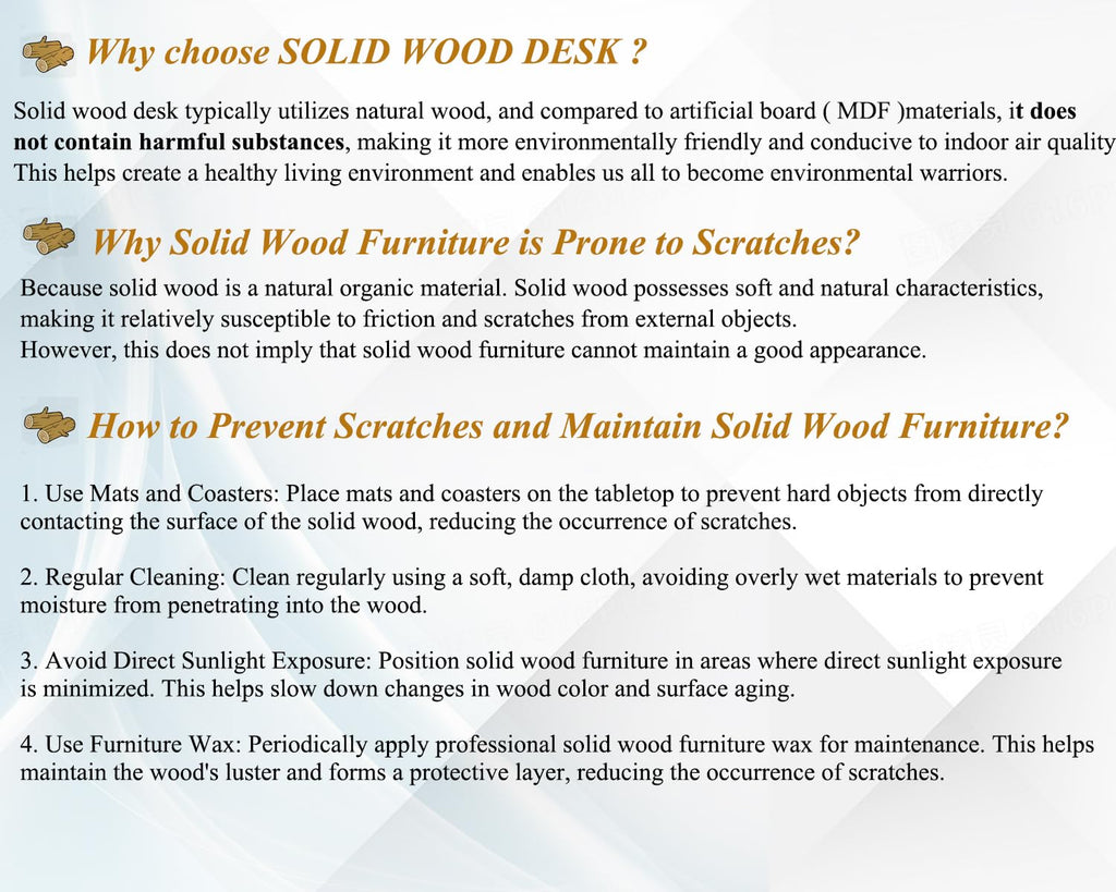 Solid Wood Computer Office Desk Small Writing Desks 47 Inch
