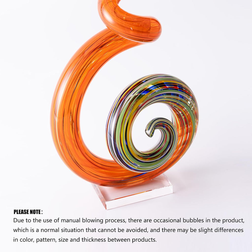 15" Tall Hand-Blown Murano-Style Glass Sculpture Statues Art Ornament Statue Figurines Home Decor Accent Piece