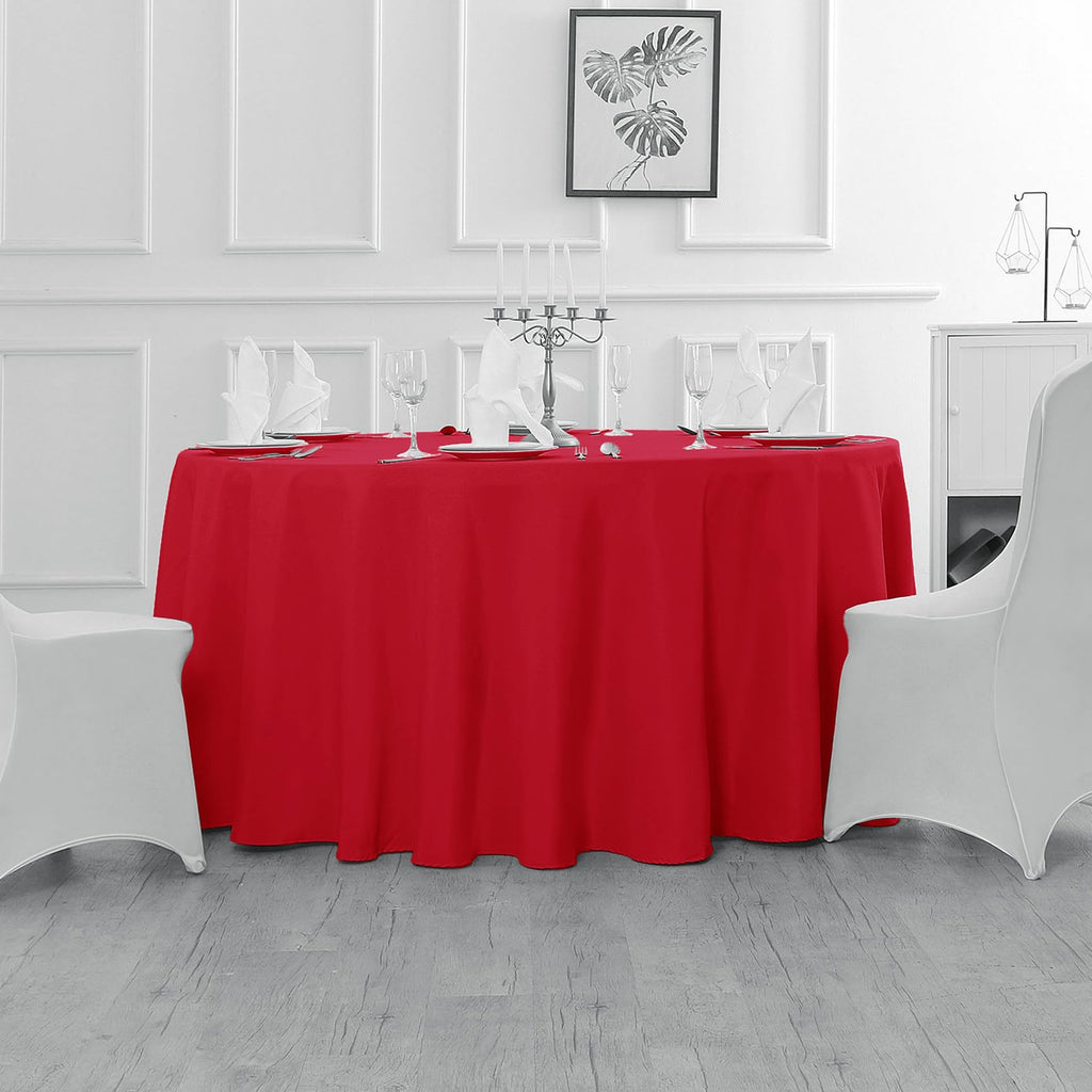 6 Pack Round Tablecloth, 108 Inch, Stain Resistant and Wrinkle Polyester Table Cloth, Fabric Table Cover Dining