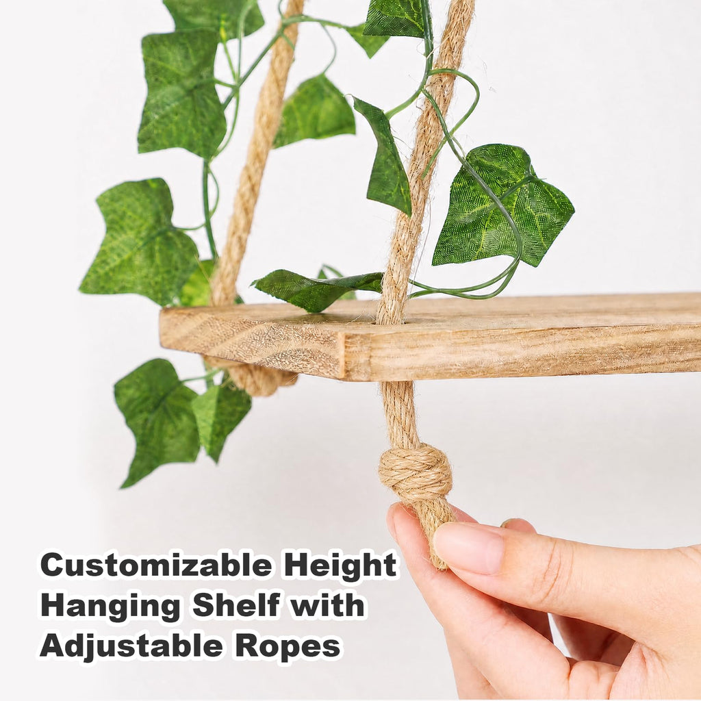Hanging Floating Shelves No Drill, Macrame Plant Wall Shelf