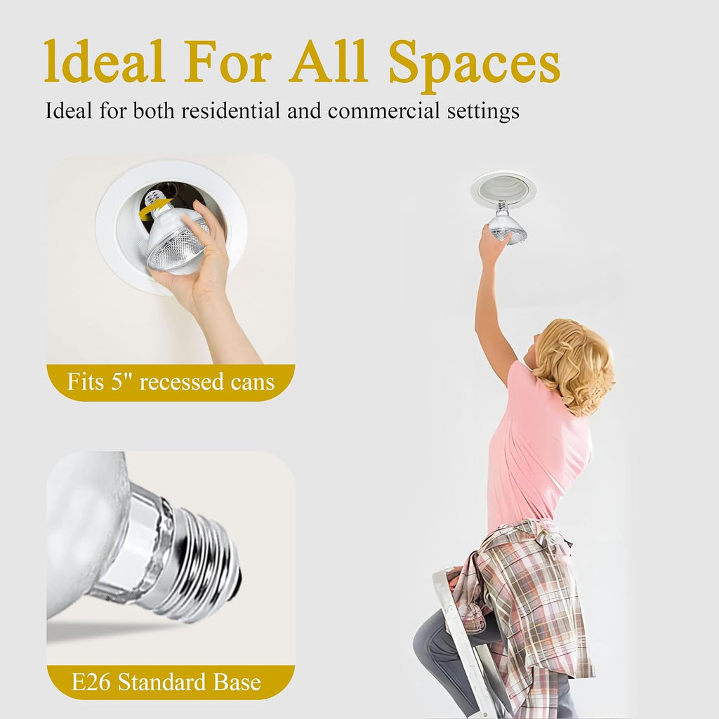 Par30 Halogen Flood Light Bulbs, Short Neck 120V 75W Equivalent,2700K Warm White Dimmable High Brightness, Great