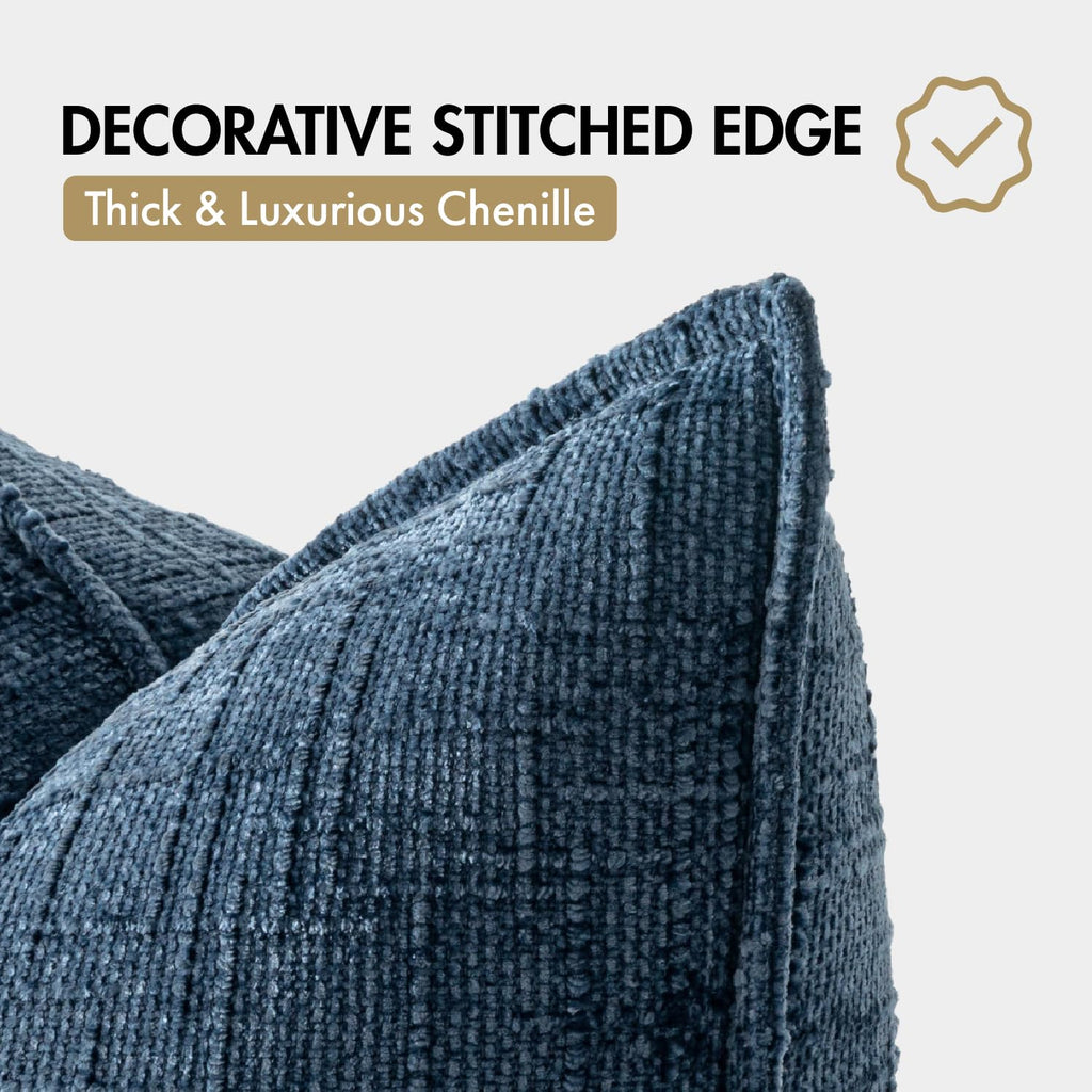 Slubby Textured Decorative Throw Pillow Covers Navy Blue 18x18