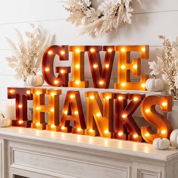 10 Pcs Thanksgiving Decorations Give Thanks LED Lights up Sign