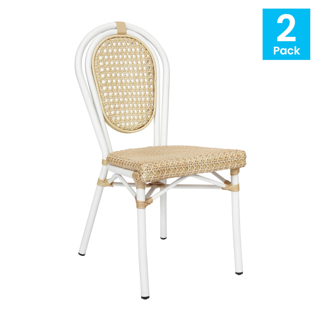 Aluminum Indoor/Outdoor Stackable Chair, Natural, 2-Pack