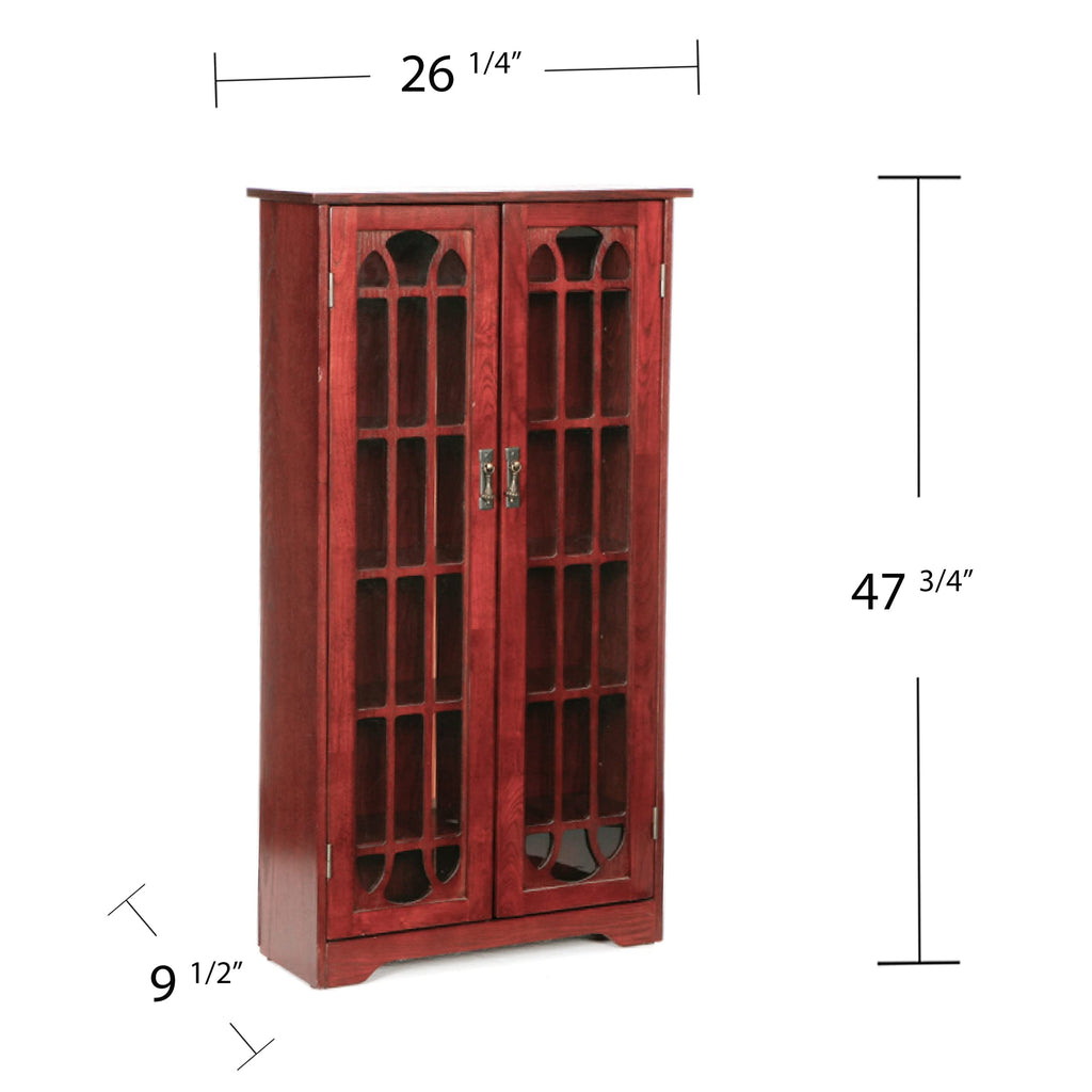 Window Pane Media Cabinet - Cherry - Transitional Design, Brown Glass and Wood - Ideal