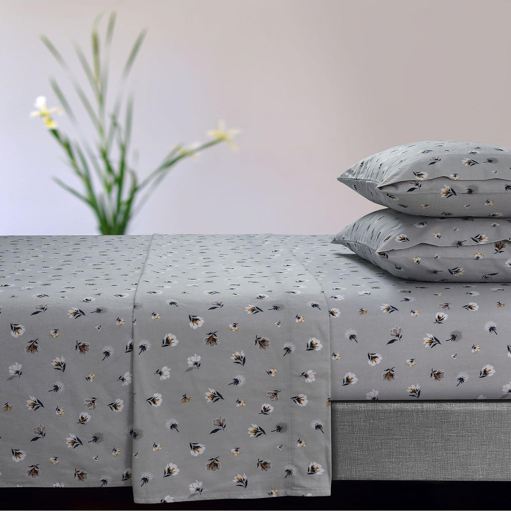 Extra Deep Pocket Flannel Sheet Set, Ayana Grey