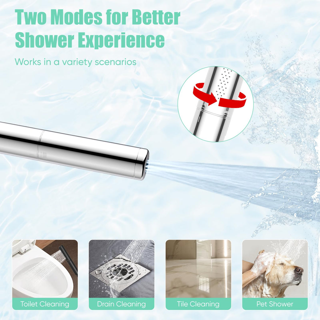 Homipro 2 In 1 Function High Pressure Handheld Shower Head Set with Filter, Shower Head Sprayer Hand Shower Wand for