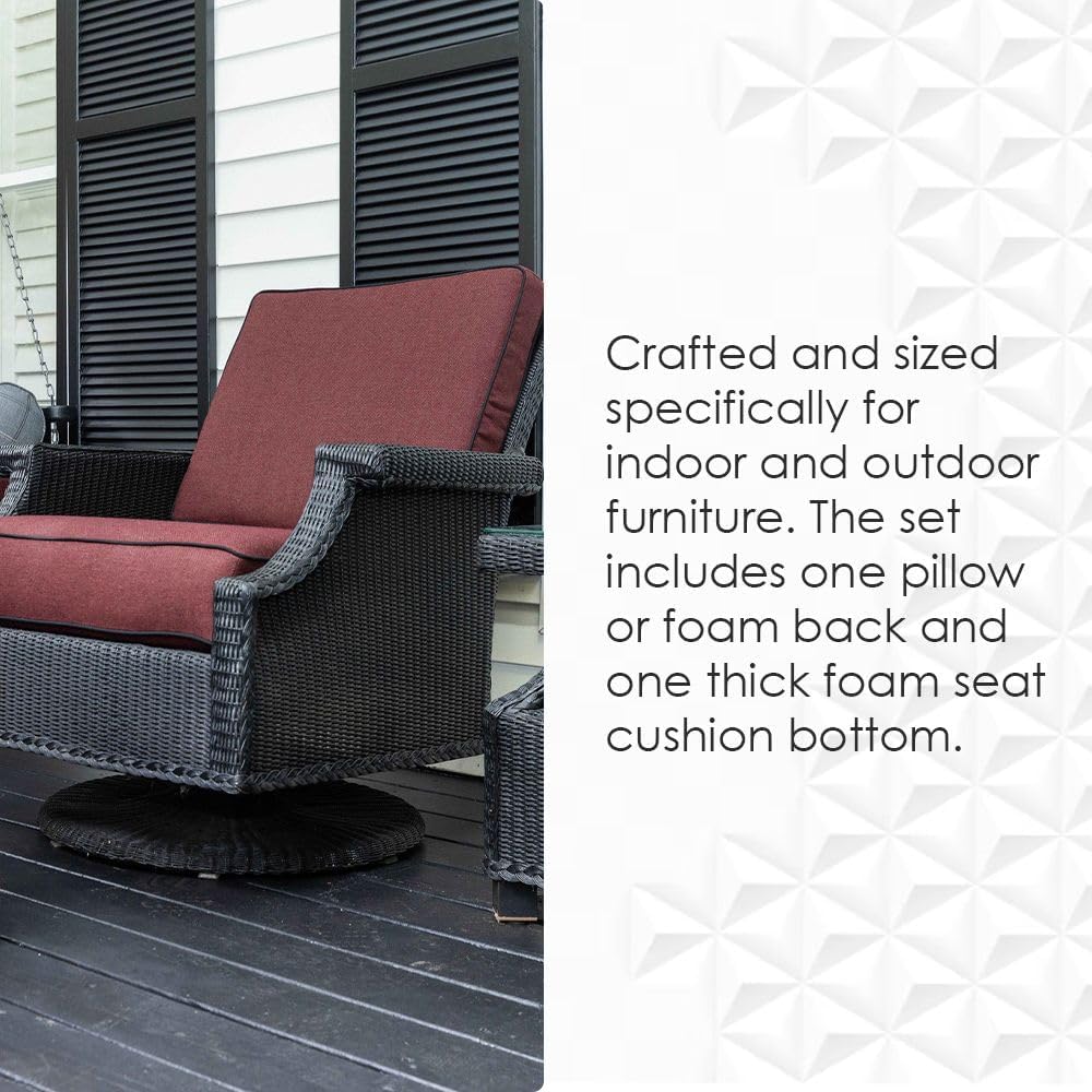 Deep Seating Foam Cushion Set | 24" x 27" Seat | All-Weather Spun Polyester Fabric | Water and Fade-Resistant |