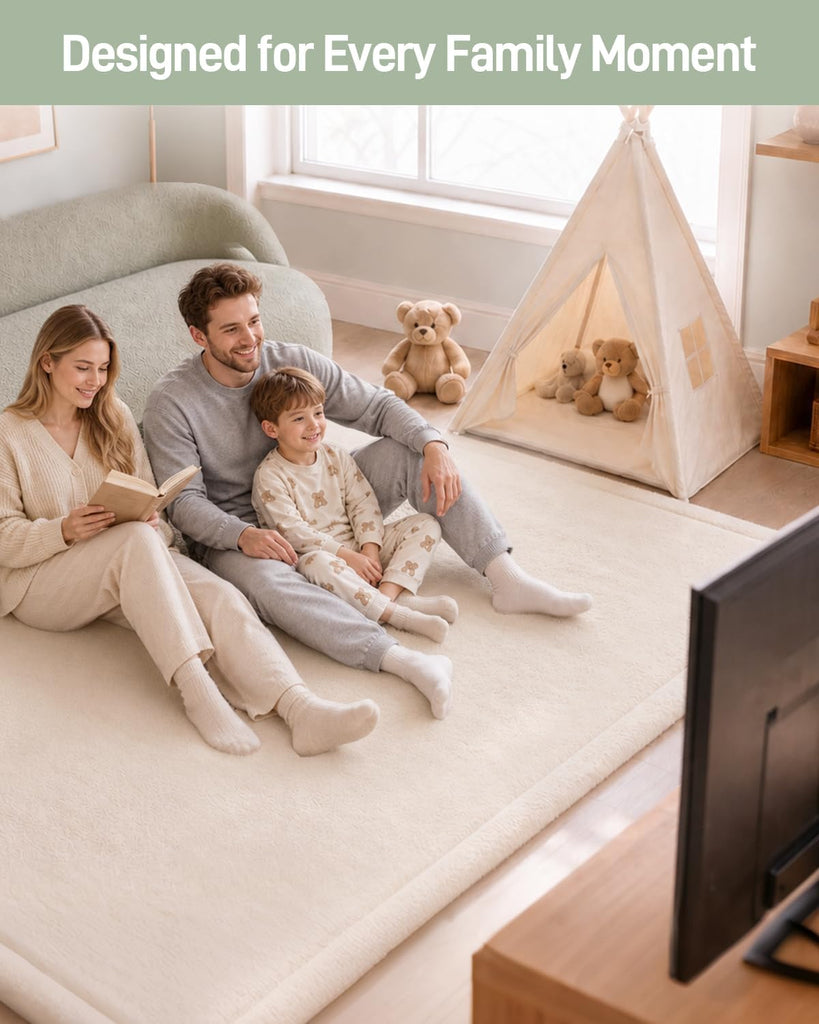 Play Mat for Floor, 1.3" Thick 50x50 Inch Playpen Mats, Cream