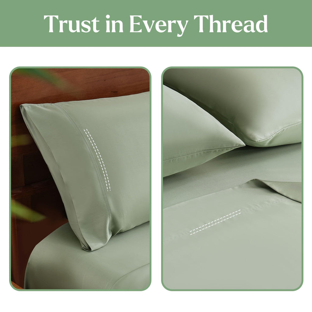 Sage Green 100% Viscose Derived from Bamboo Cooling Sheet Set Queen