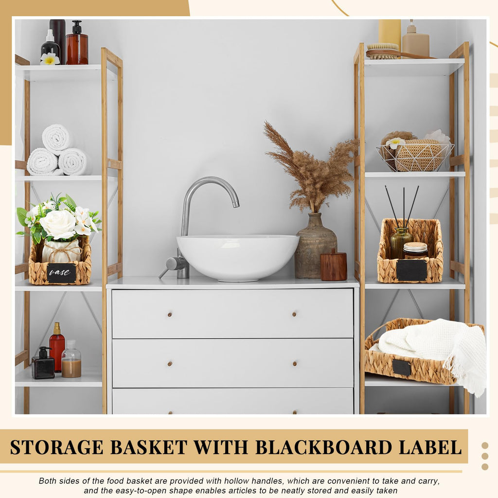4 Pcs Water Hyacinth Storage Basket Set Boho Decor