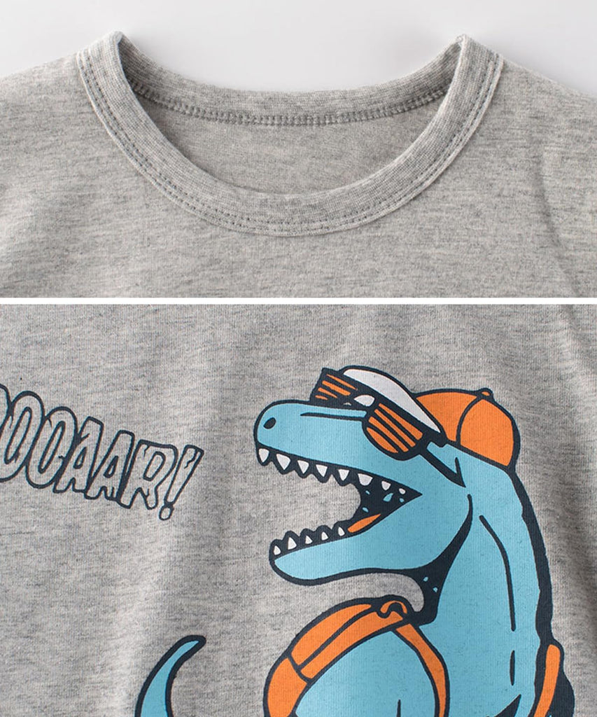 Toddler Boys Long Sleeve Dinosaur Shirts Kids Cotton Tees