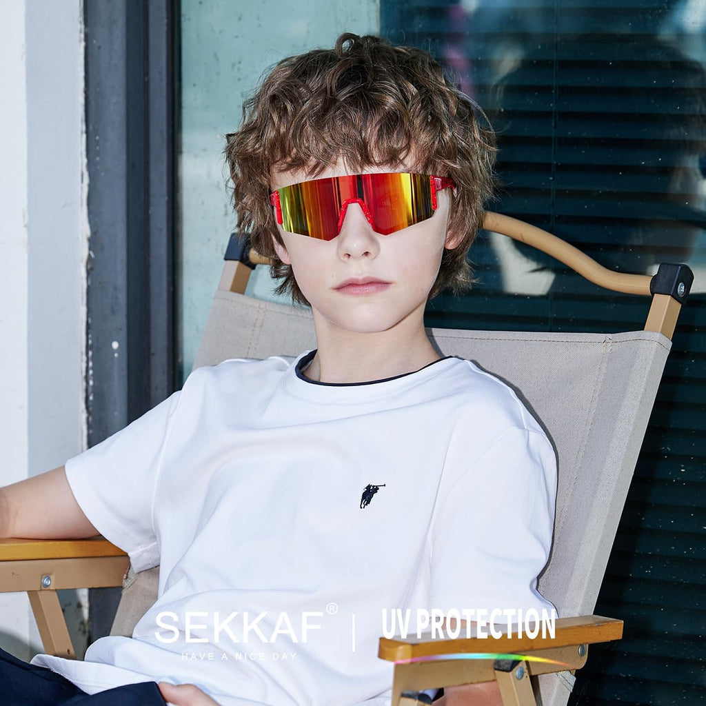 Youth Baseball Sunglasses for Boys Girls Softball Cycling Sports Sunglasses for Kids Lightweight Frame