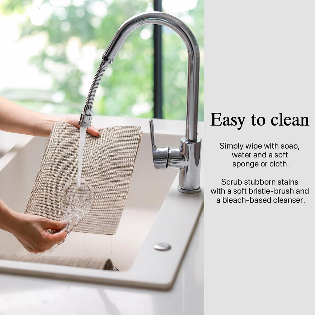 Placemats - Easy Clean Woven Vinyl Placemats for Dining Table, Indoor/Outdoor Place Mats, Washable PVC Table - Set of 6