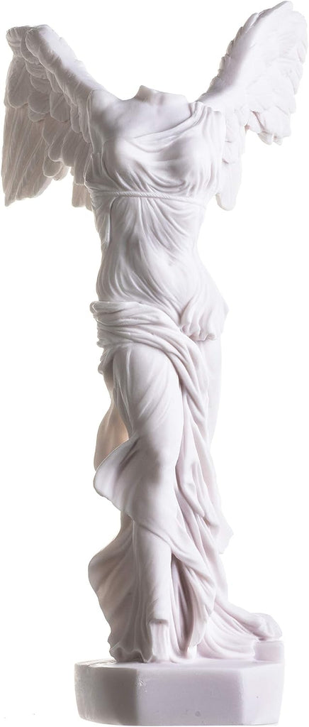 Winged Victory of Samothrace Statue Alabaster Ancient Ruins Louvre Museum Figurine 13.8 Inches