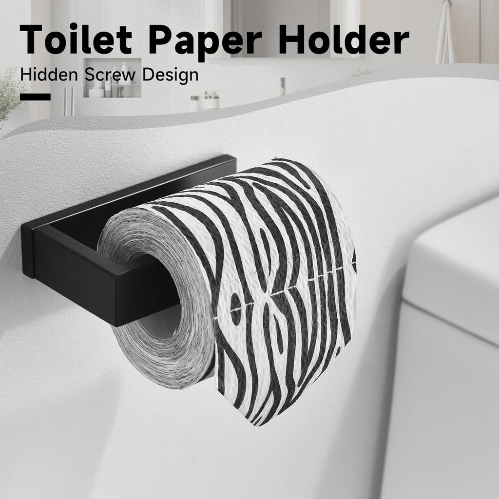 Black Towel Bar Set, 5-Pieces Bathroom Hardware Set,23.6 Inch Towel Rack Set Stainless Steel Towel Holder Set