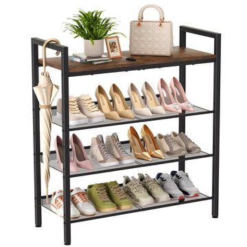 4 Tier Shoe Rack, Shoe Rack for Front Door Entrance
