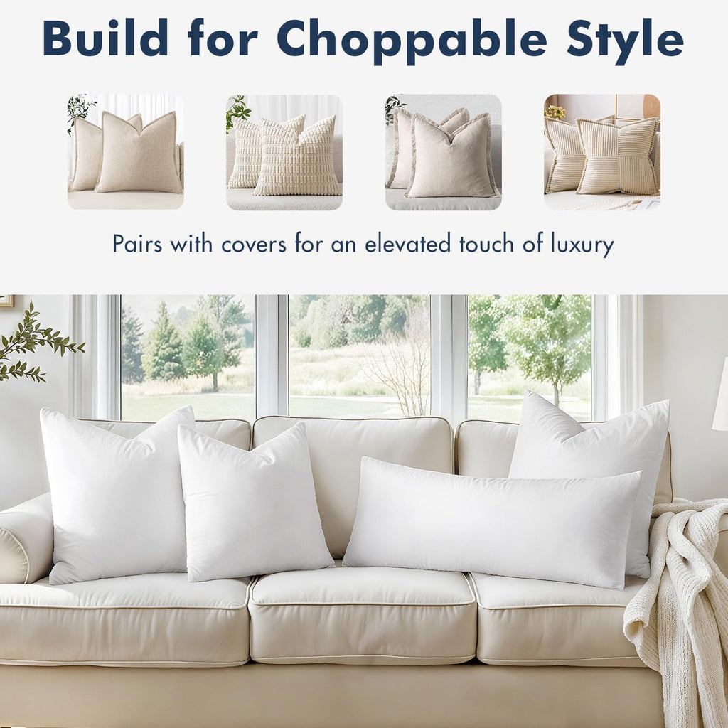 22x22 Pillow Inserts Feather Down Throw Pillows - Set of 2