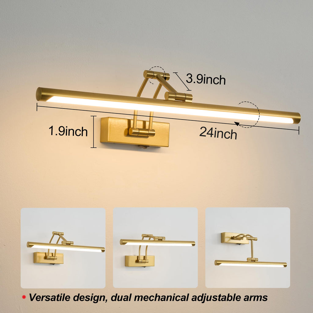 Picture Lights for Wall Battery Operated, 24in Rechargeable Wireless Art Light for Paintings with Remote, Dimmable