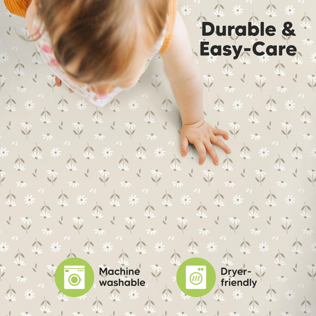 2-Pack Mini Crib Sheets Fitted, 38x26 Pack N Play Mattress Sheets (Daisies)