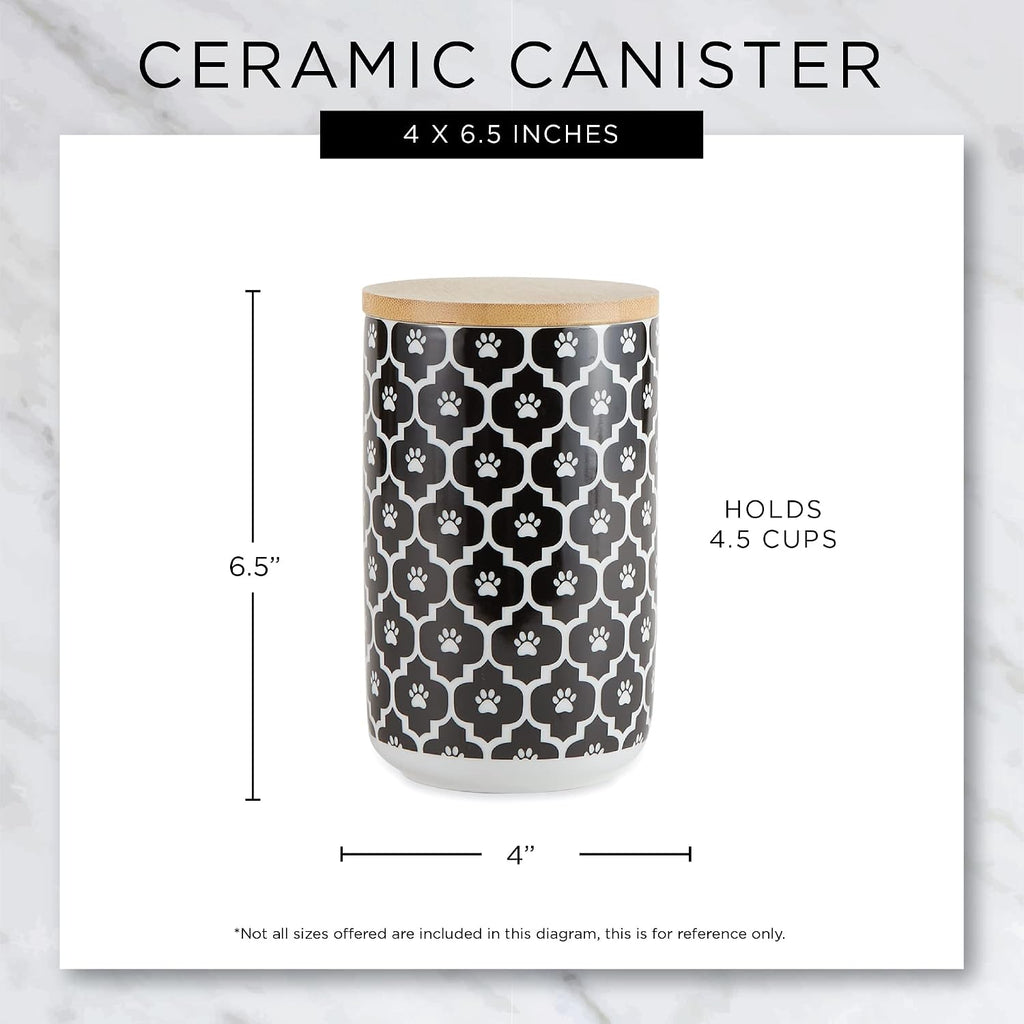 Ceramic Pet Treat Canister with Bamboo Lid, Dishwasher Safe, Countertop Storage, Keep Dog & Cat Treats Safe & Dry
