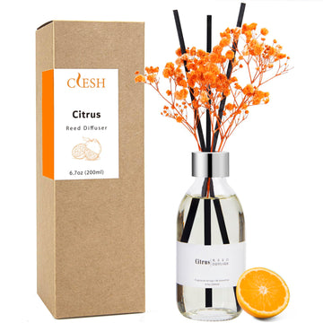 Reed Diffuser Set, 6.7 oz Citrus Scented Diffuser with Sticks, Home Fragrance Reed Diffuser Shelf Decor