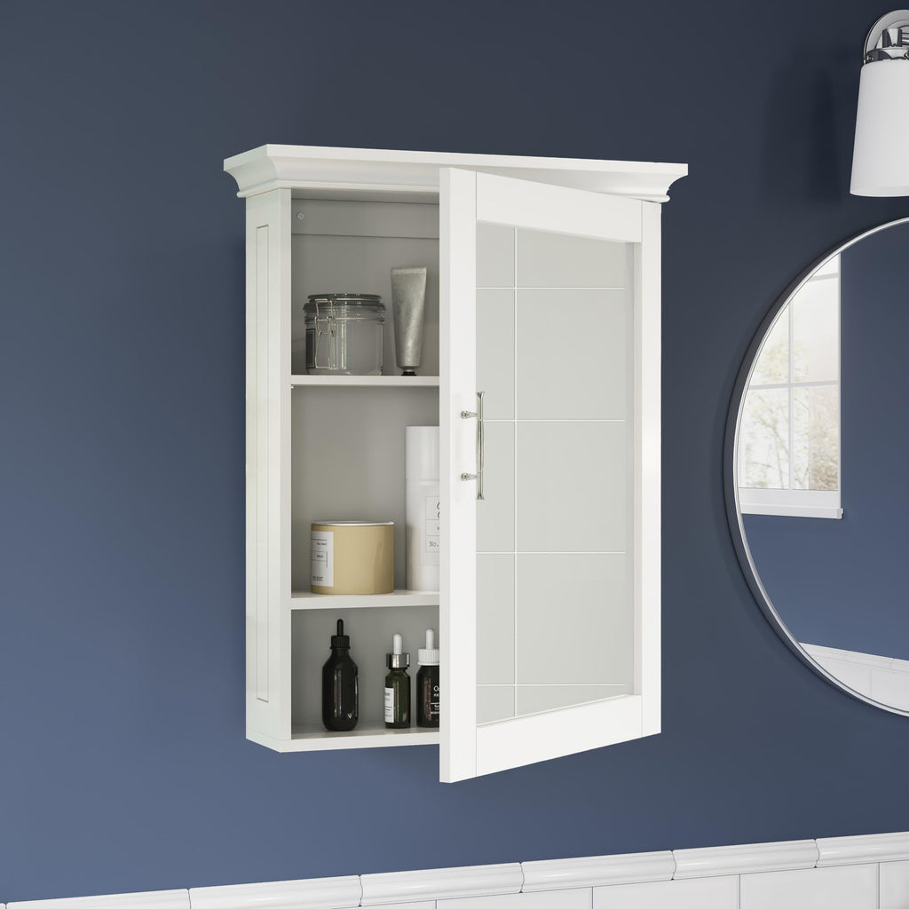 Somerset Bathroom Wall Mount Medicine Cabinet with Mirror, White
