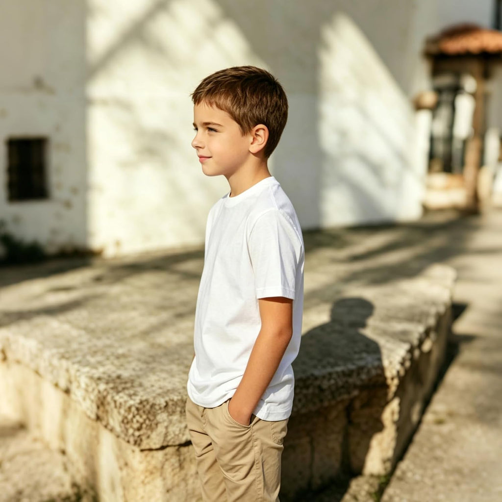 3 Pack Cotton T-Shirt for Kids,Short Sleeve Clothes Undershirts Bulk, Round Neck Tee for Boys and Girls