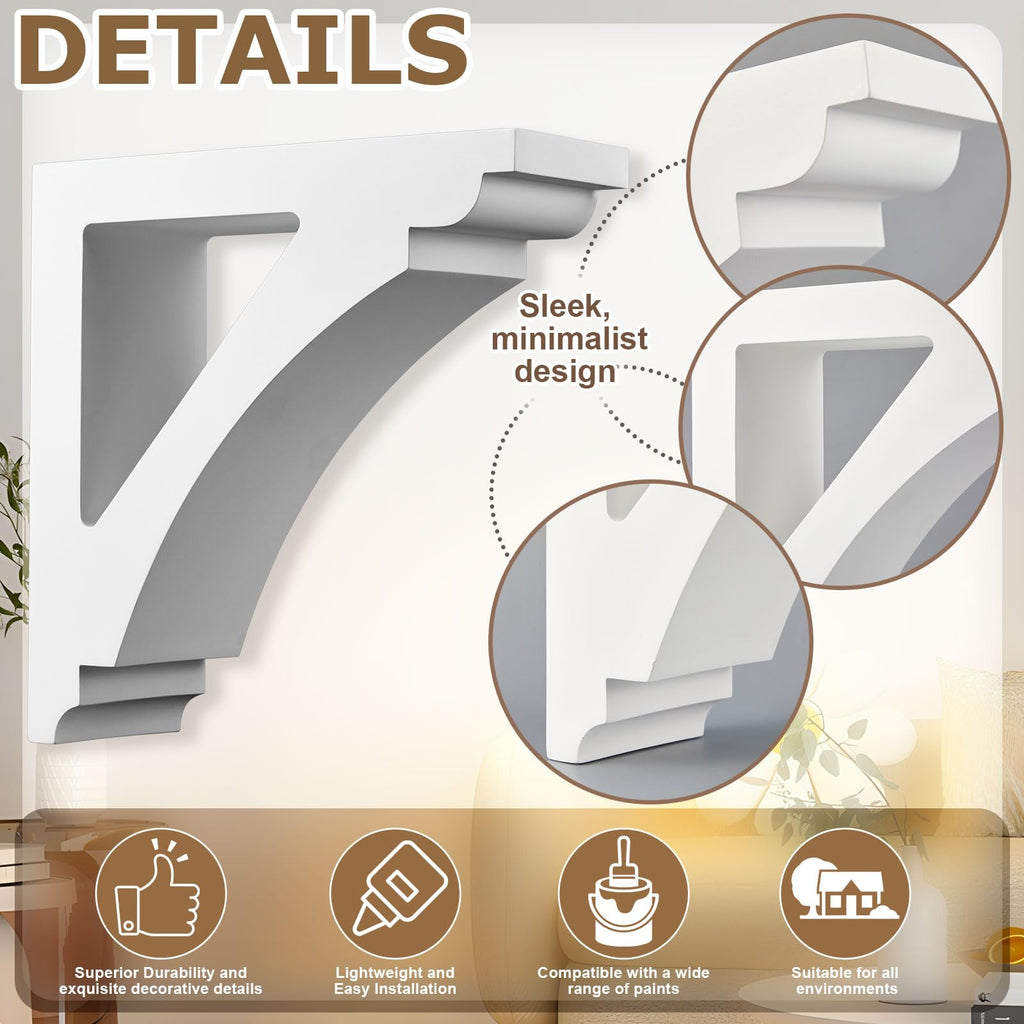 2 Pcs Unfinished Paintable Corbels, 4 W x 12 D x 12 Inch H
