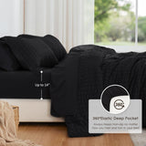 Love's cabin Seersucker Black King Comforter Set
