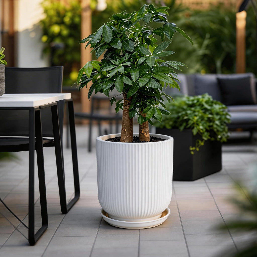 12 Inch Ceramic Pots for Plants, Heavy Plant Pot for Indoor Outdoor Plants, Large Plant Pot with Drainage Hole and